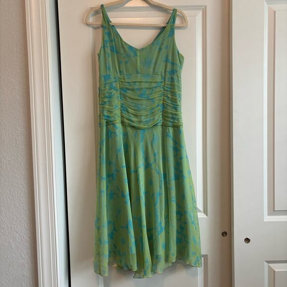 Jonathan Martin 100% Silk Midi Length Dress Green Sz 10 Y2K Whimsigoth Fairy - Picture 13 of 14